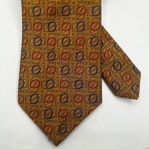 Robert Talbott Studio‎ Silk Tie Gold Blue Red Geometric Abstract Hand Sewn USA
